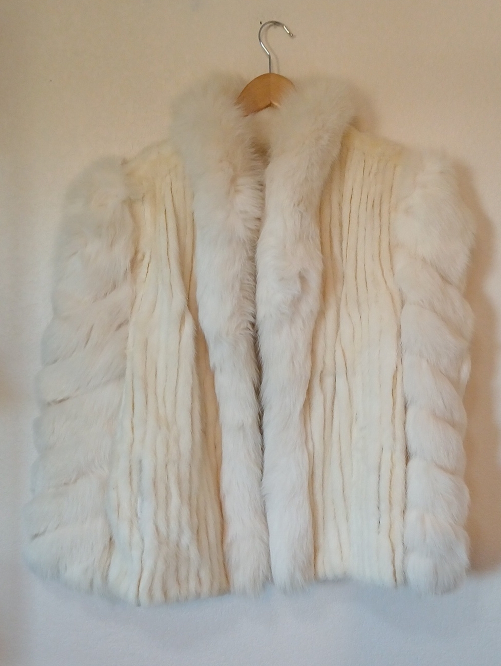 Vintage White Fur Coat Fox Mink Lined Cream Heavy